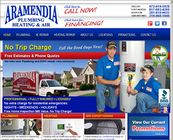 Aramendia Plumbing Heating & Air web screenshot
