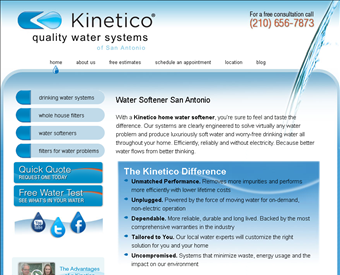 Kinetico Quality Water Systems of San Antonio web screenshot