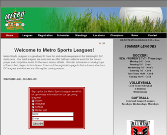 Metro Sports Leagues web screenshot