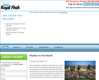 Royal Flush Plumbing web screenshot