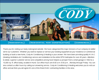 Cody Heating and Air Conditioning HVAC web screenshot