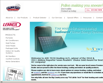 Air-Tech Heating & Air Conditioning web screenshot