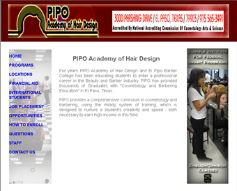Pipo Academy of Hair Design web screenshot