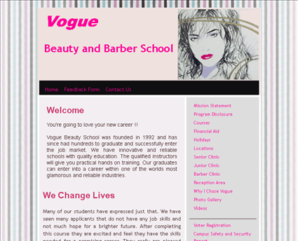 Vogue College Of Cosmetology web screenshot