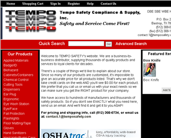 Tempo Safety Compliance & Supply, Inc. web screenshot