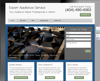 Expert Appliance Service web screenshot
