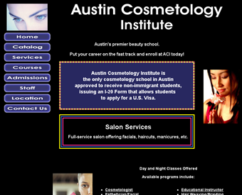 Austin Cosmetology Institute web screenshot