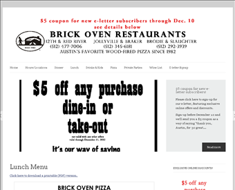 Brick Oven Restaurant - Wood Oven Baked Gourmet Pizzas Austin web screenshot