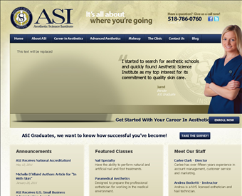 Aesthetic Science Institute web screenshot