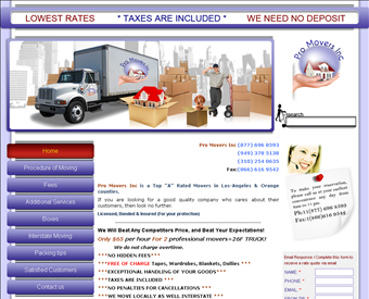 Pro Movers web screenshot