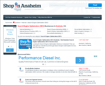 Search Engine Optimization (SEO) Anaheim - Find Anaheim Search Engine Optimization (SEO) Services here web screenshot