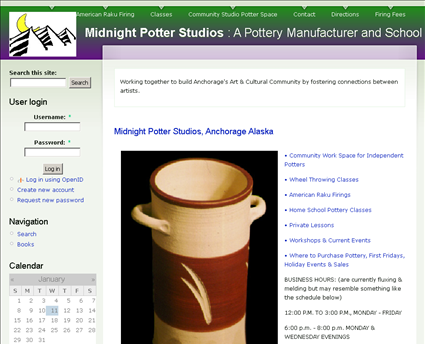 Midnight Potter Studios web screenshot