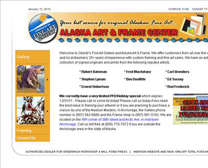 Obeidis Fine Art Gallery web screenshot