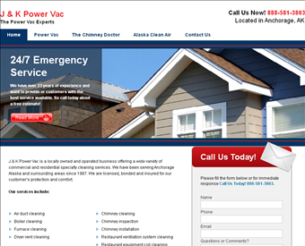 J & K Power Vac - Furnace Cleaning Anchorage web screenshot