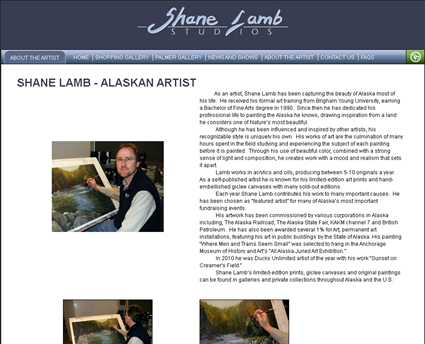 Shane Lamb Studios web screenshot
