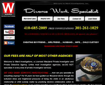 Ward Investigations web screenshot