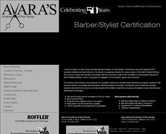 Avara's Academy of Hair Design web screenshot