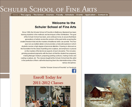 Schuler School Of Fine Art web screenshot