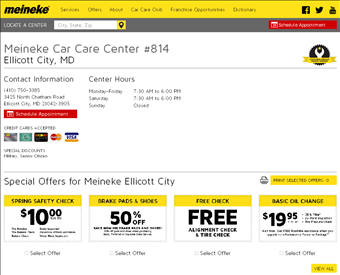 Meineke Car Care Center web screenshot