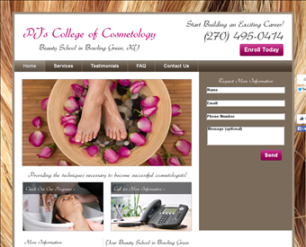 PJ's College Of Cosmetology web screenshot
