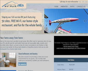 Mountain View RV Park / Mercantile web screenshot