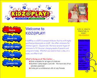 Kidz @ Play Childcare Center web screenshot