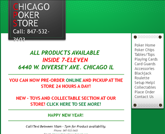 Chicago Poker Store web screenshot