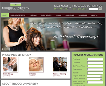 Tricoci University of Beauty Culture web screenshot