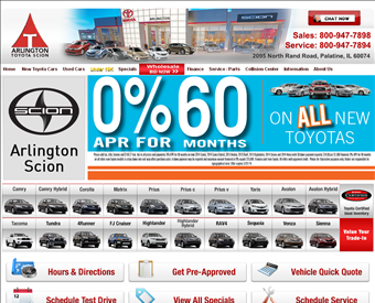Arlington Toyota Scion web screenshot