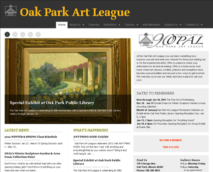 Oak Park Art League web screenshot