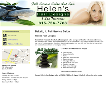 Helen's Hair Design web screenshot
