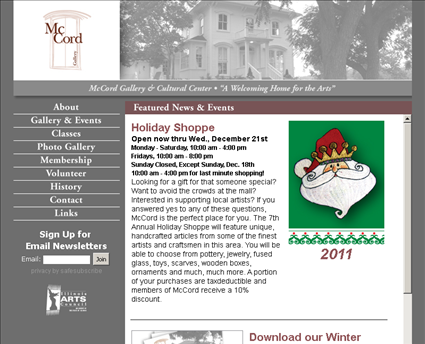 The Mccord Gallery and Cultural Center web screenshot