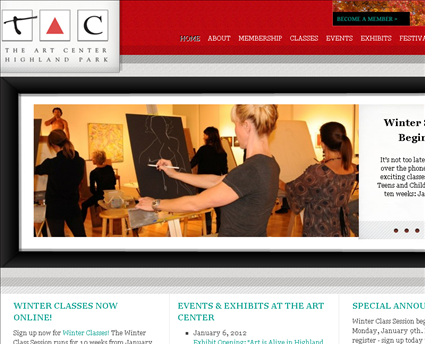 The Art Center Highland Park web screenshot