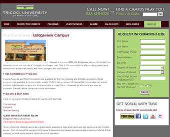 Tricoci University of Beauty Culture web screenshot