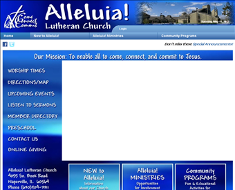 Alleluia Lutheran Church web screenshot