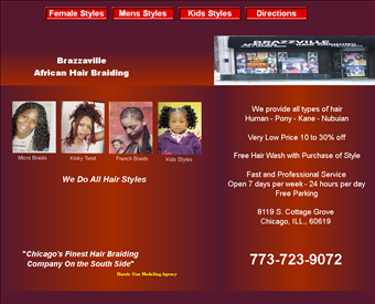 Brazza African Hair Braiding web screenshot