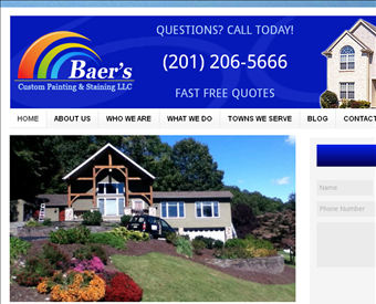 Baer’s Custom Painting & Staining LLC web screenshot