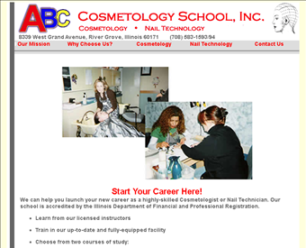 ABC Cosmetology School web screenshot