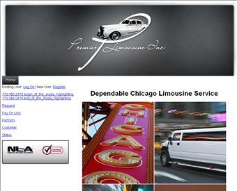Premier Limousine Inc. web screenshot