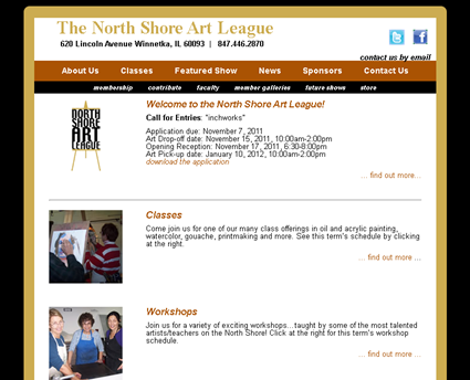 North Shore Art League web screenshot