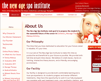 New Age Spa Institute Inc web screenshot