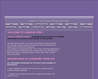 London Eyes International Makeup School web screenshot