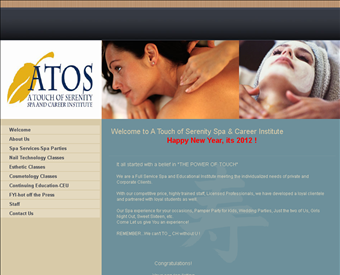 A Touch of Serenity Spa Inc web screenshot