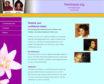 Feminique Beauty Salon and Hair Replacement Center web screenshot
