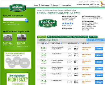 Extra Space Storage web screenshot
