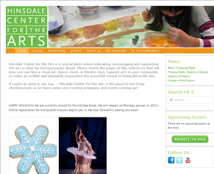 Hinsdale Center For The Arts web screenshot