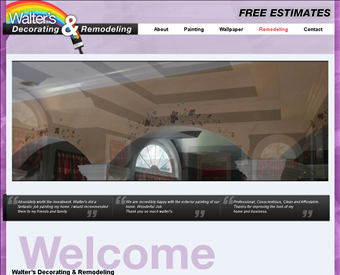 Walter's Decorating & Remodeling, Inc. web screenshot
