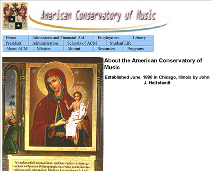 American International Conservatory of Music web screenshot