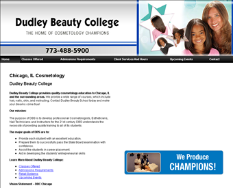 Dudley Beauty College web screenshot