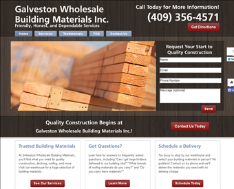 Galveston Wholesale Building Materials Inc. web screenshot